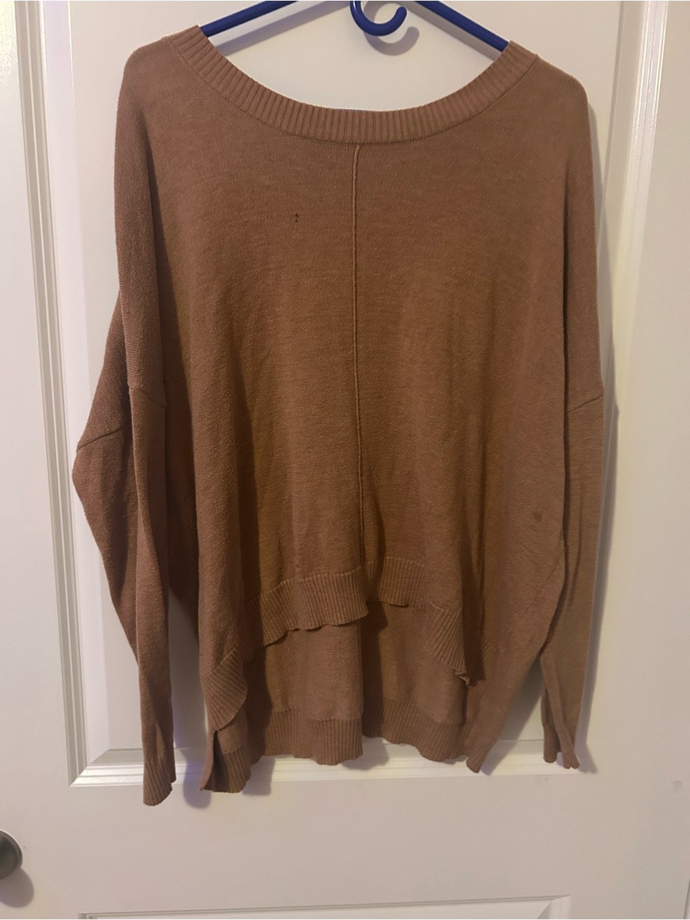 Workshop Republic Clothing Oversized Scoop-Neck Pullover in Camel Brown